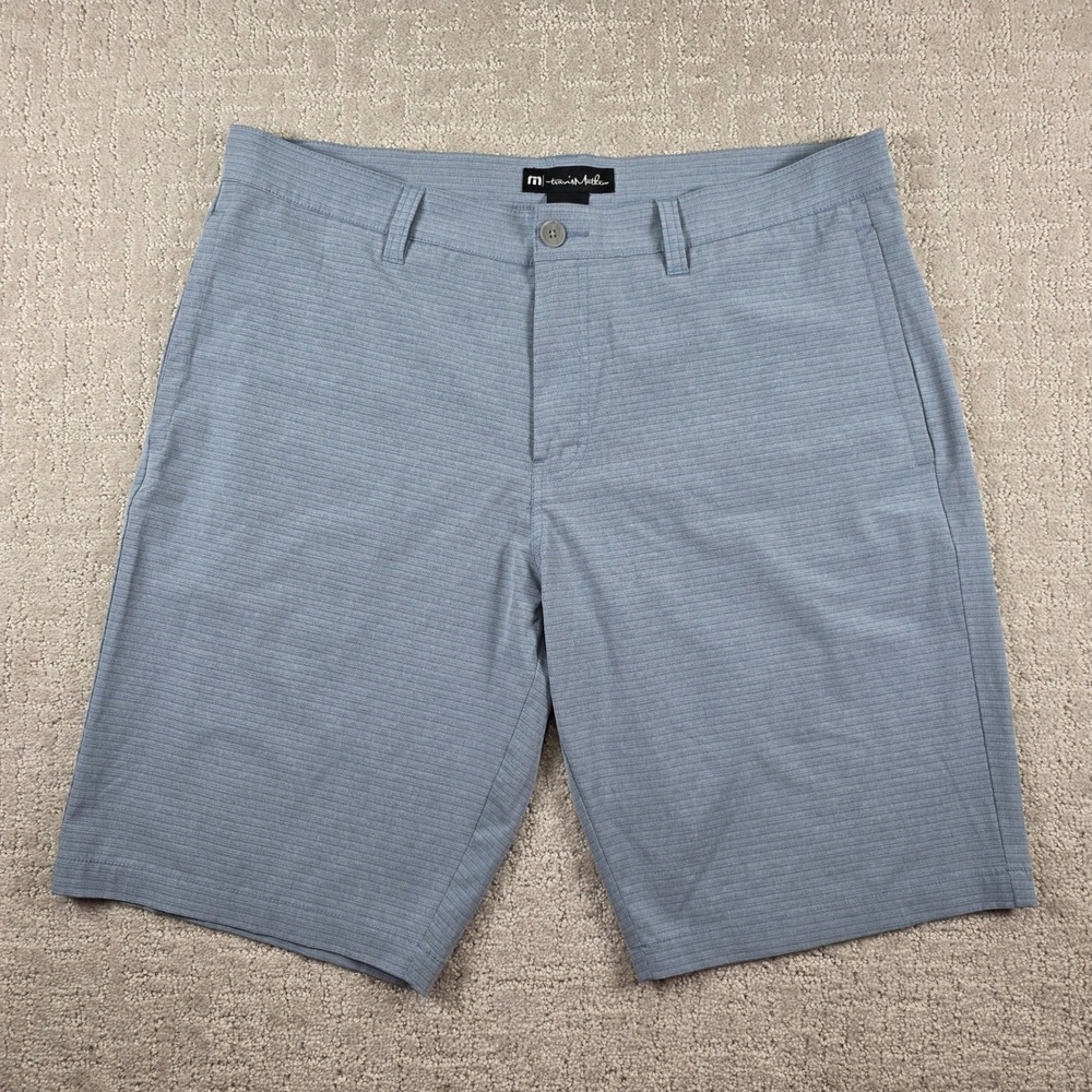 TravisMathew Beck Shorts Mens 38 Blue Heathered Golf Performance Stretch Casual